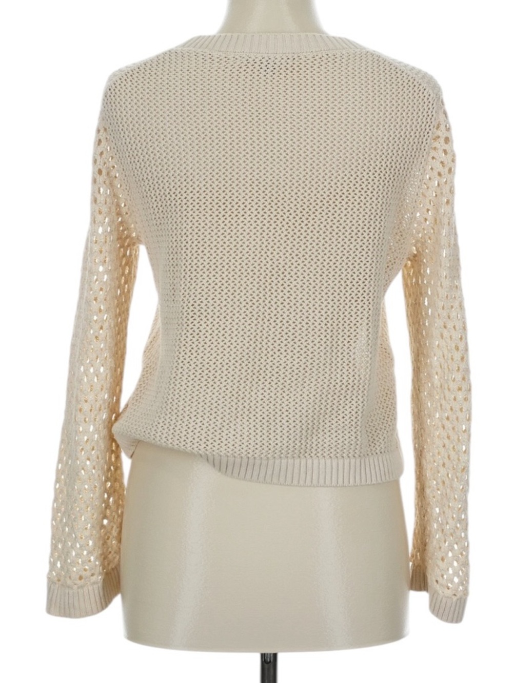 J. Crew Crochet Crewneck Sweater Size M Cream Beachy Summer Casual Layering - Picture 2 of 5